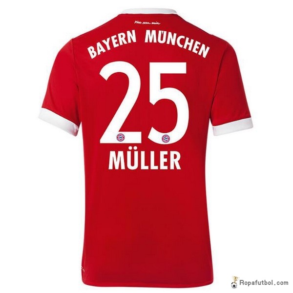 Camiseta Bayern de Múnich Replica Primera Ropa Muller 2017/18 Rojo